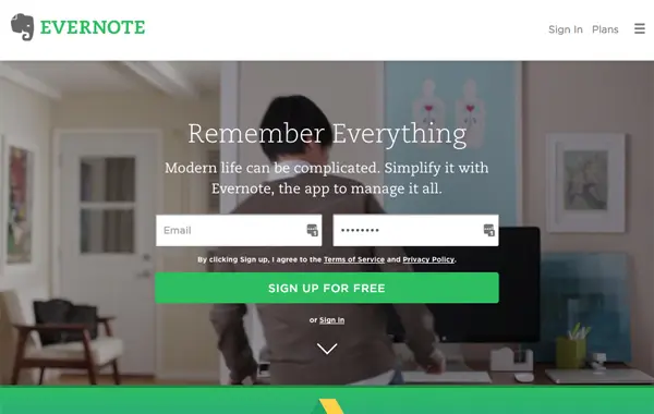 Evernote Homepage