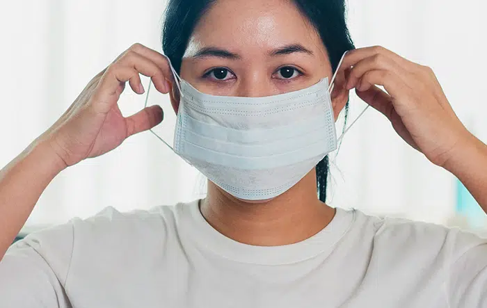 Wearing Disposable Mask
