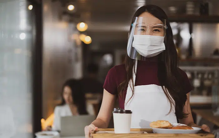 Woman with Face Shield