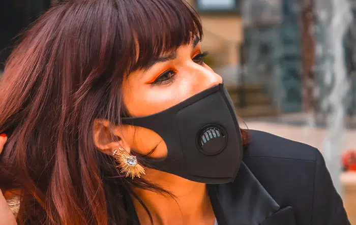 Woman Wearing a PM2.5 Mask